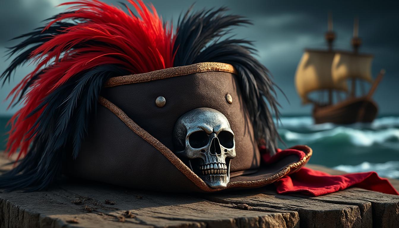 découvrez le chapeau de pirate des caraïbes, symbole audacieux des flibustiers tropicaux, alliant style et aventure pour un look inoubliable.
