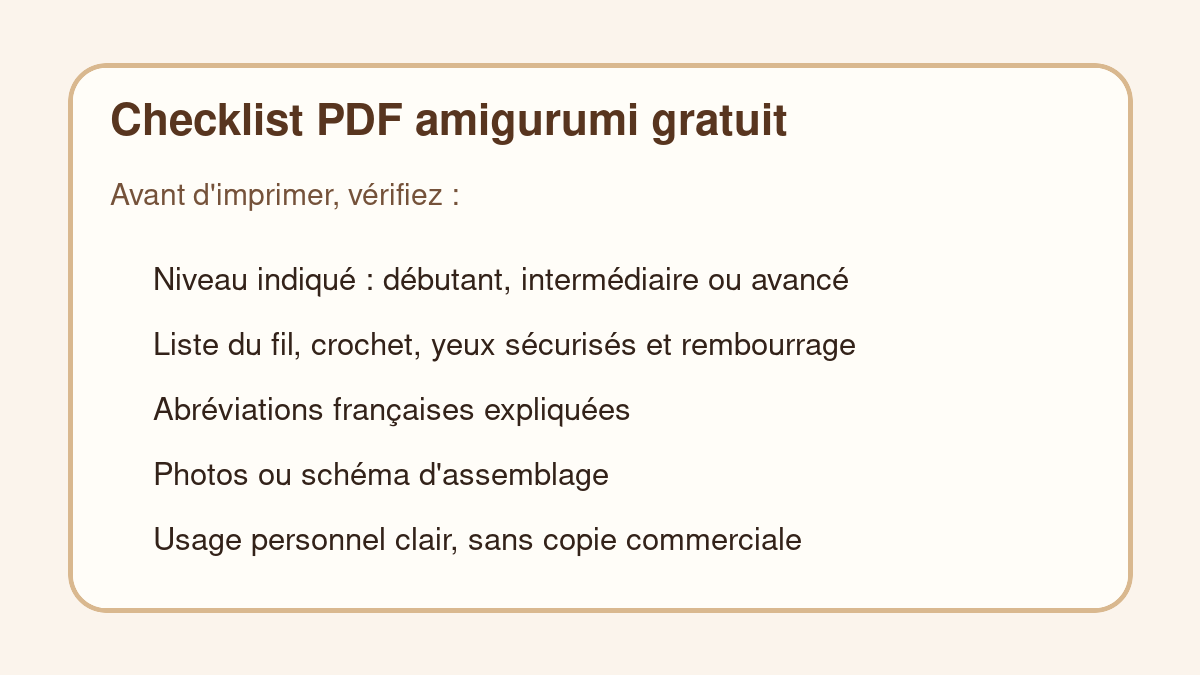 Checklist pour choisir un PDF amigurumi gratuit en français