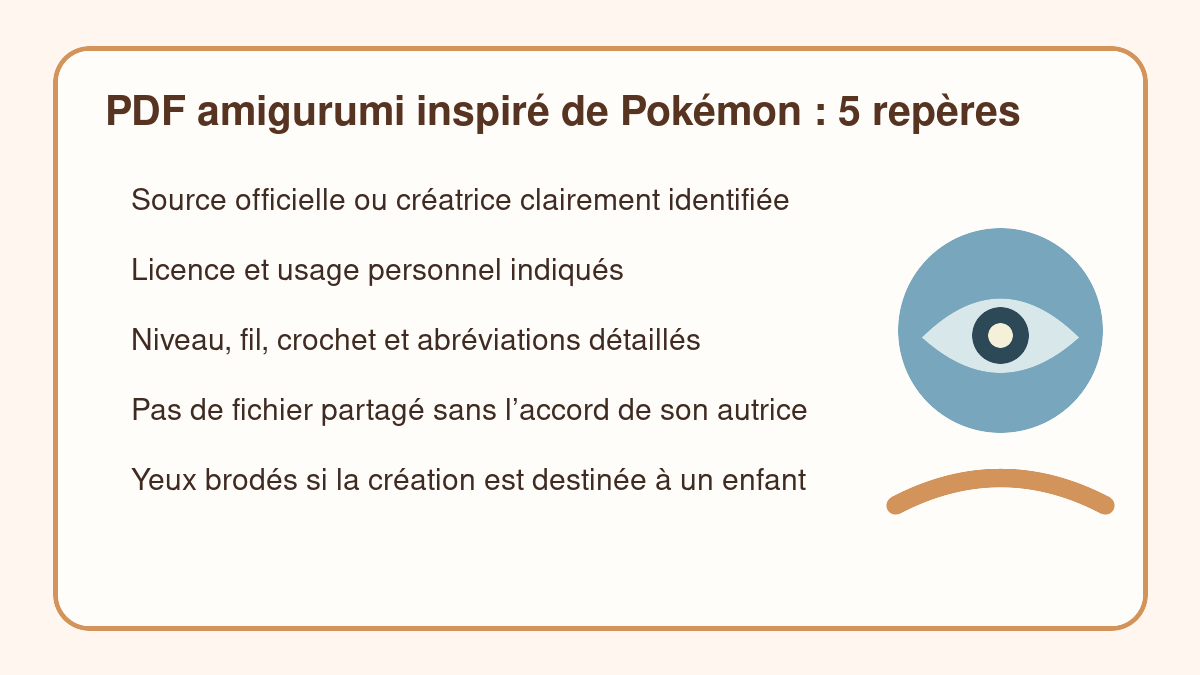Checklist pour choisir un PDF amigurumi inspiré de Pokémon