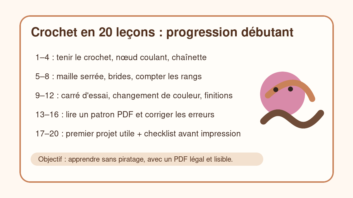 Progression crochet facile en 20 leçons pour débutant