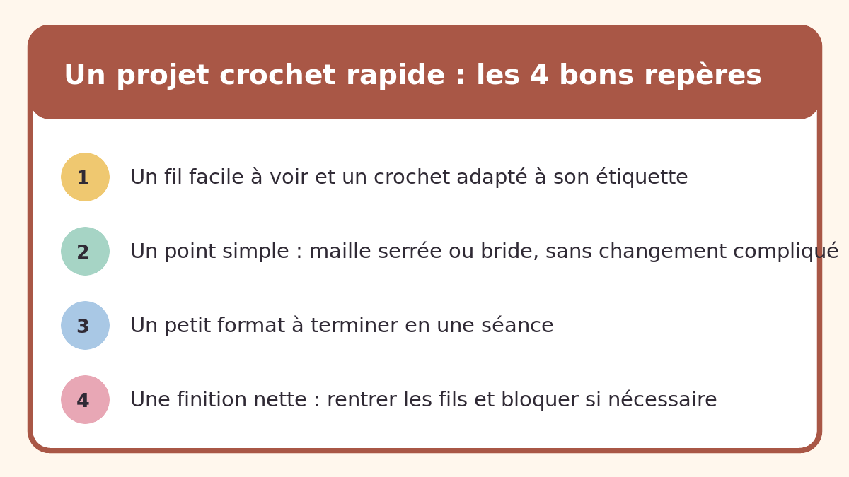 Checklist pour choisir un projet crochet facile et rapide