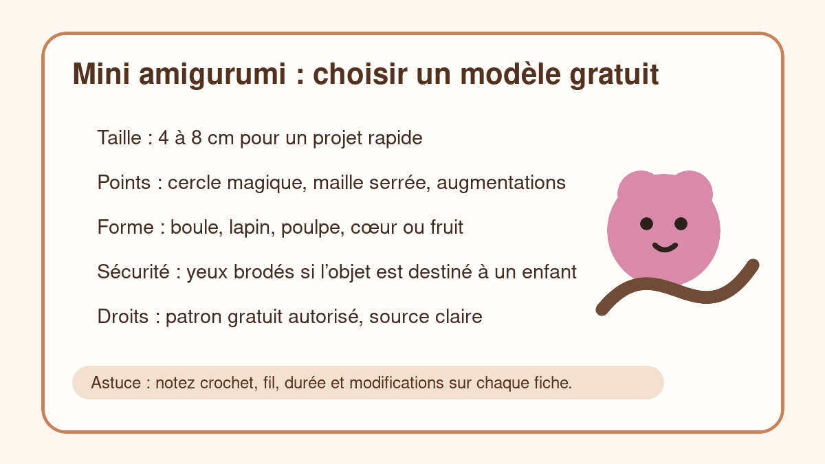 Checklist pour choisir un mini amigurumi gratuit au crochet