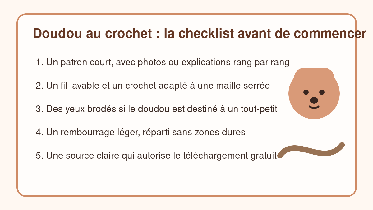 Checklist pour choisir un modèle de doudou au crochet gratuit