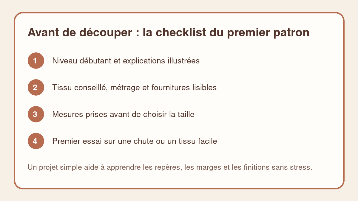 Checklist pour choisir et préparer un patron de couture débutant