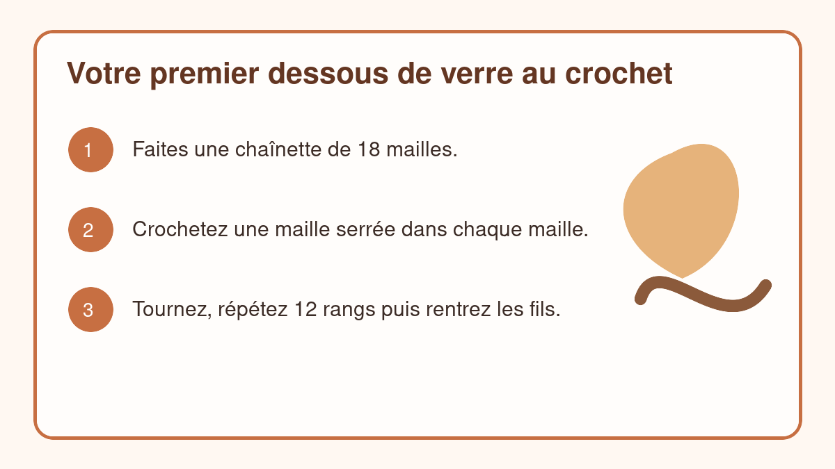 Étapes d’un dessous de verre dans un tuto création facile au crochet
