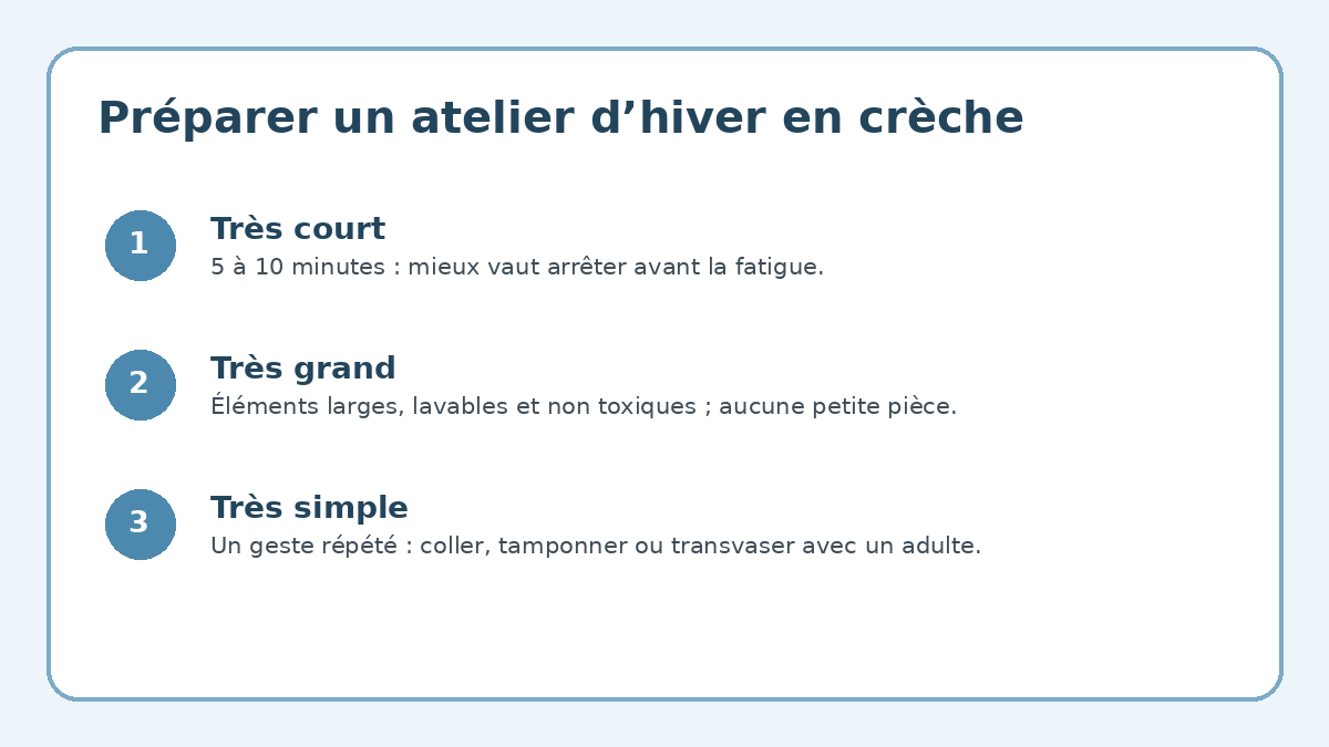 Trois repères pour organiser une activité d’hiver en crèche