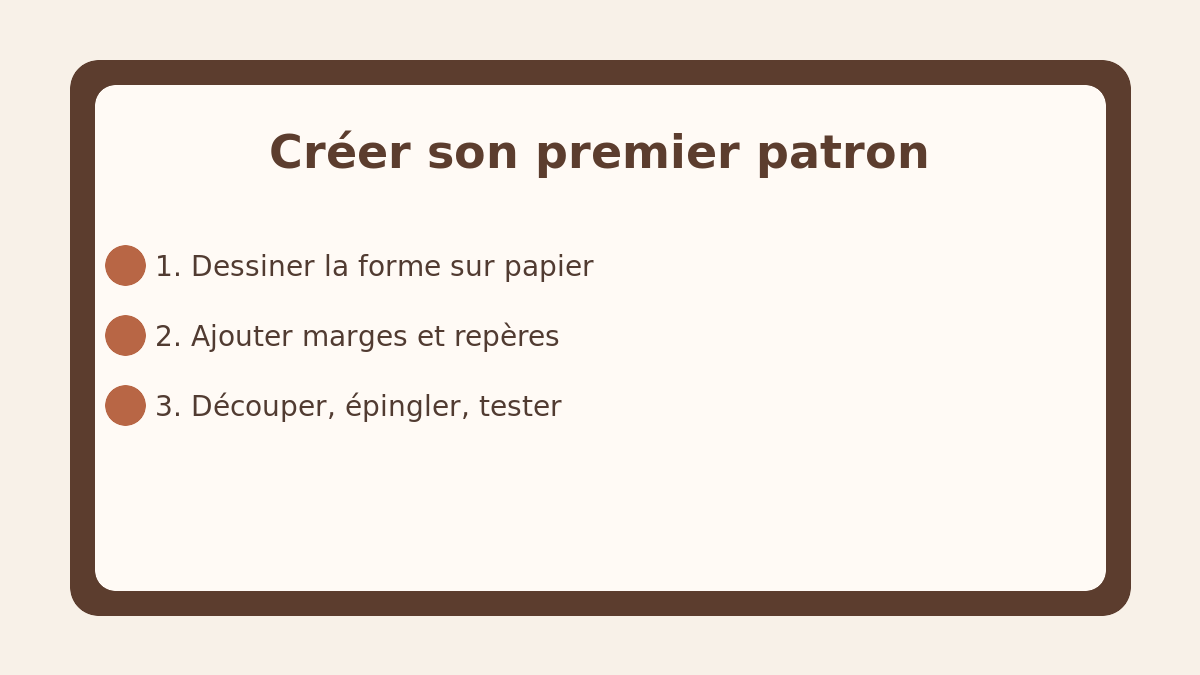 Les trois étapes pour créer un premier patron de couture : tracer, ajouter les marges, tester